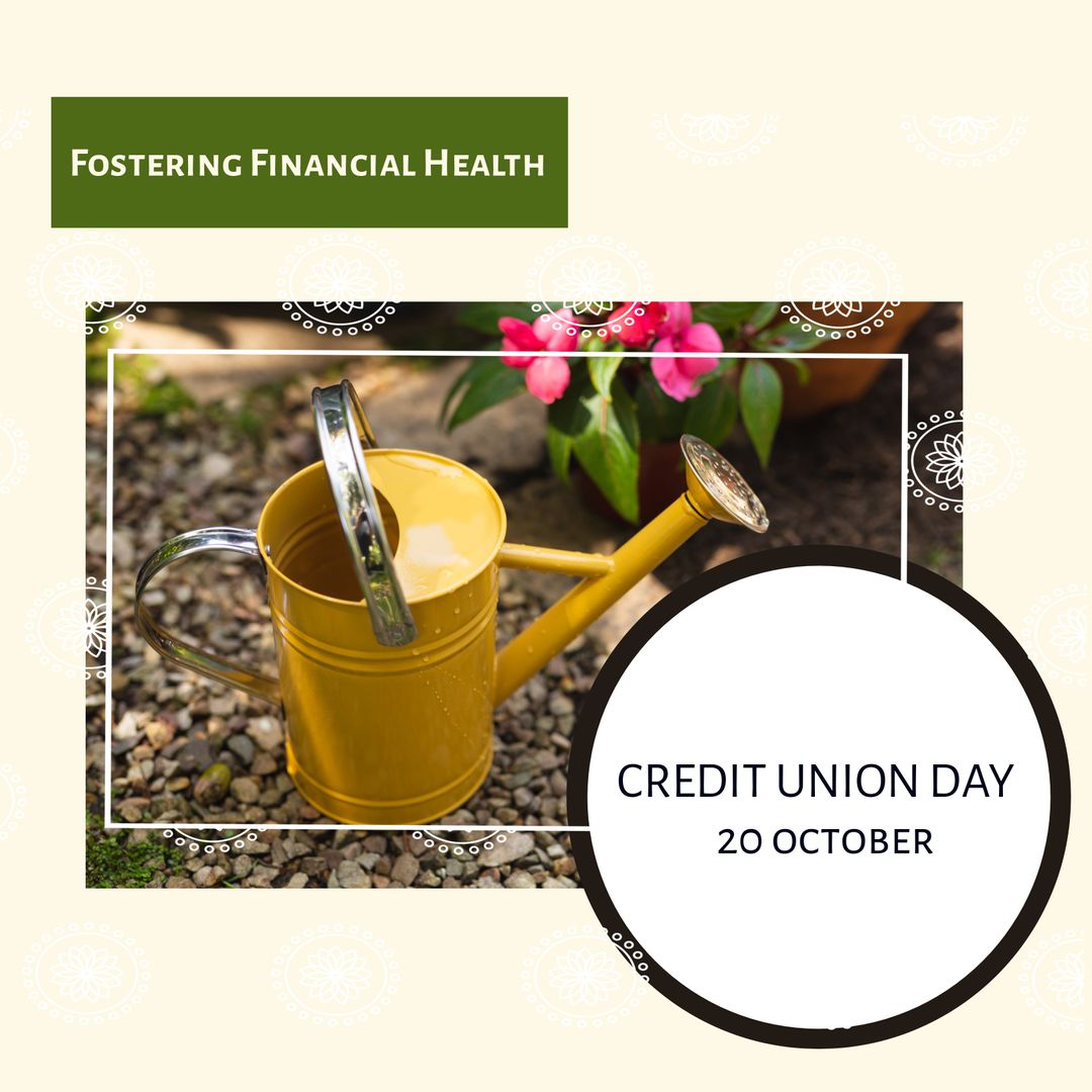 Credit Union Day Promotion with Watering Can in Garden