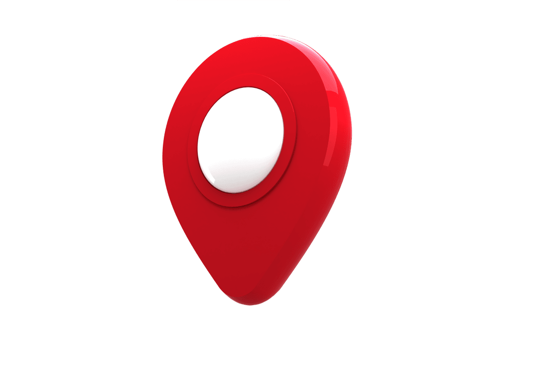 Stylized Transparent Red Map Pin Icon on White Background