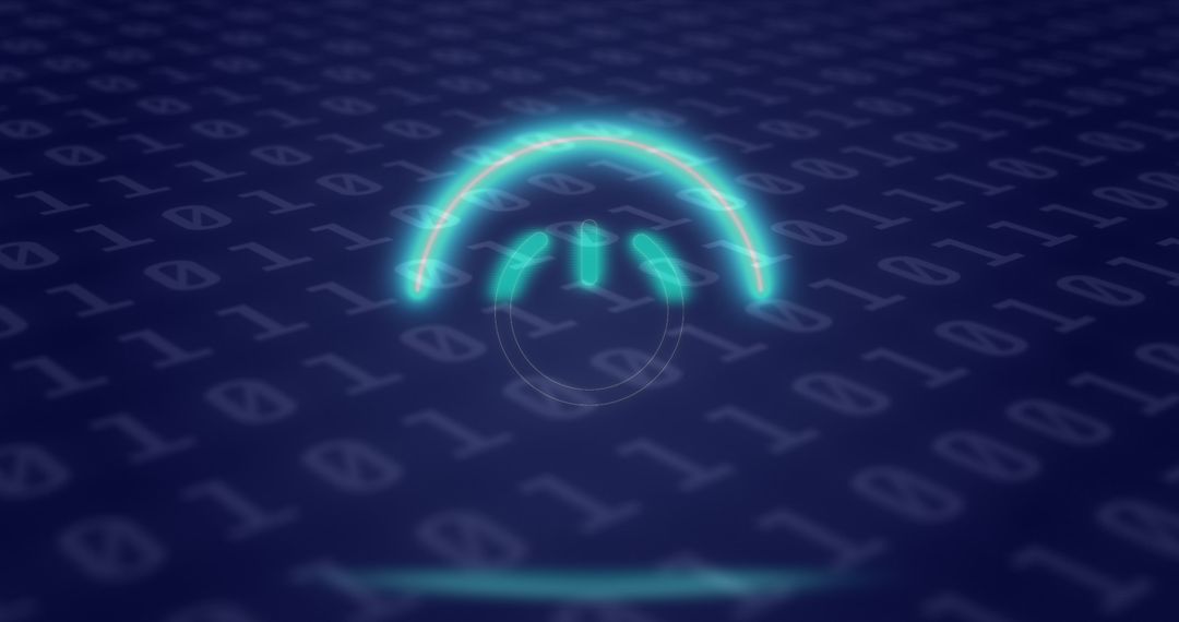 neon power symbol overlaying binary code - Free Images, Stock Photos and Pictures on Pikwizard.com