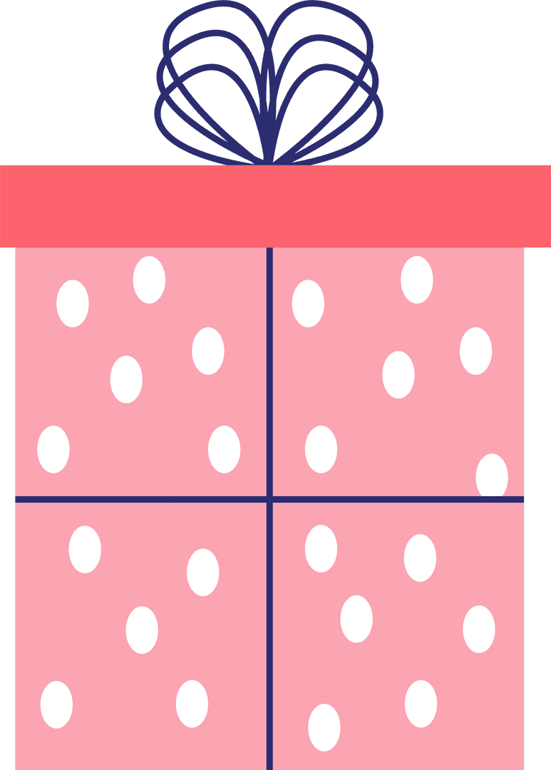 Festive Pink Gift Box with Polka Dots on Transparent Background