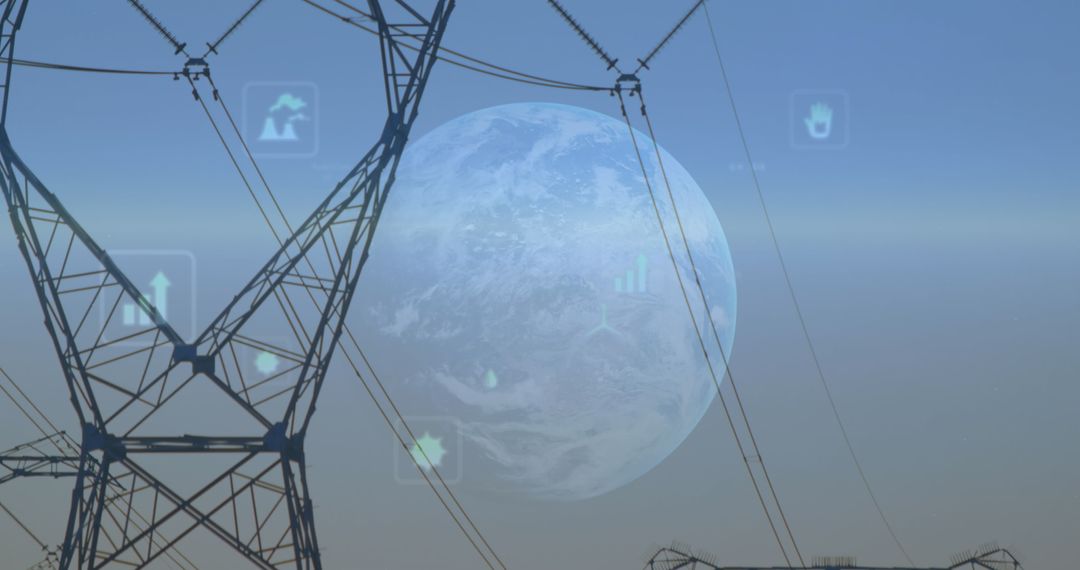 Futuristic Energy Grid with Digital Interface Over Earth