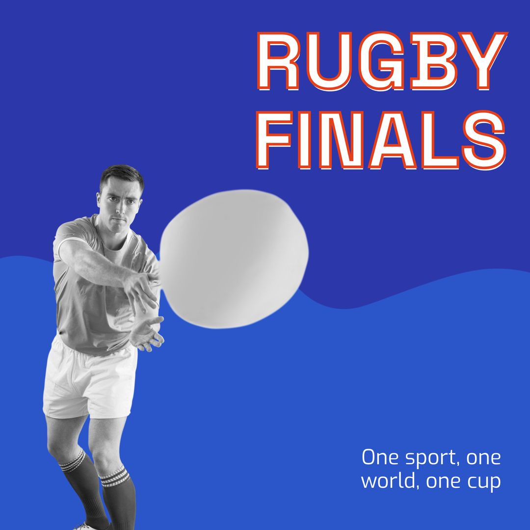 Rugby Finals Flyer with Rugby Player Passing Ball - Download Free Stock Templates Pikwizard.com