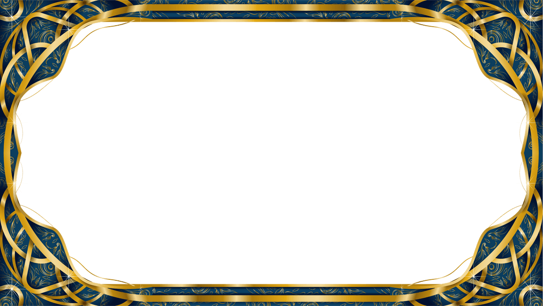Elegant Ornate Frame with Golden Ribbons on Transparent Background