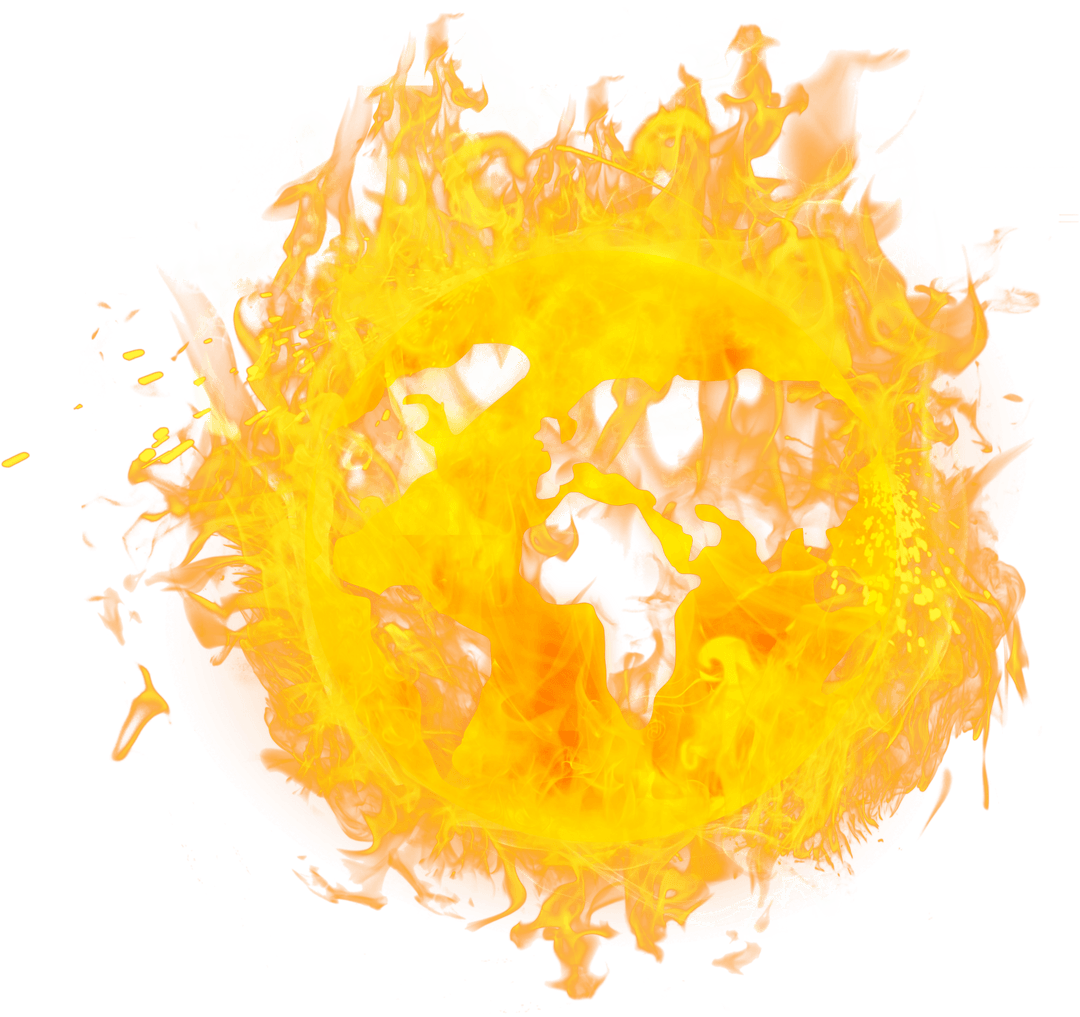 Fiery Circular Flames on Transparent Background