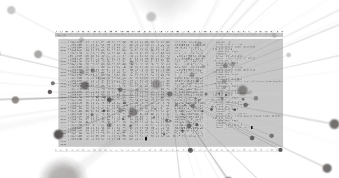 Translucent Code Panel Floating in Abstract Data Network