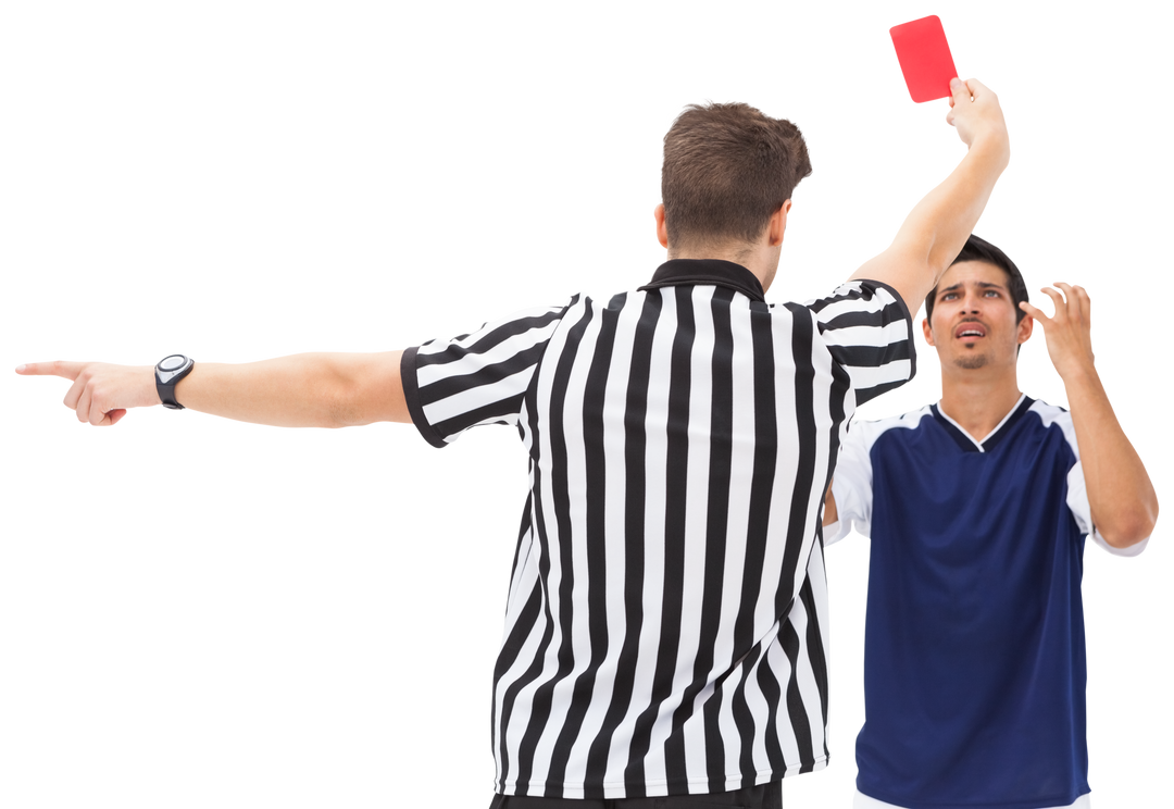 Referee Showing Red Card to Soccer Player Against Transparent Background - Download Free Stock Images Pikwizard.com