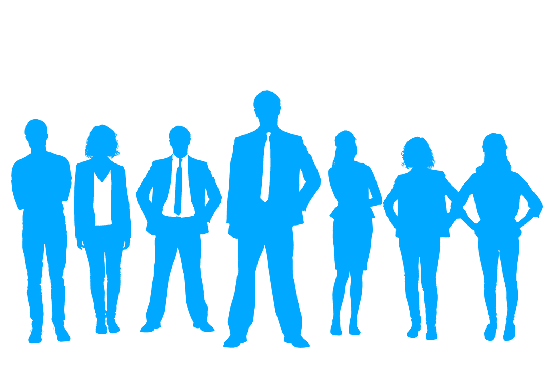 Transparent Business Silhouettes of Team on White Background