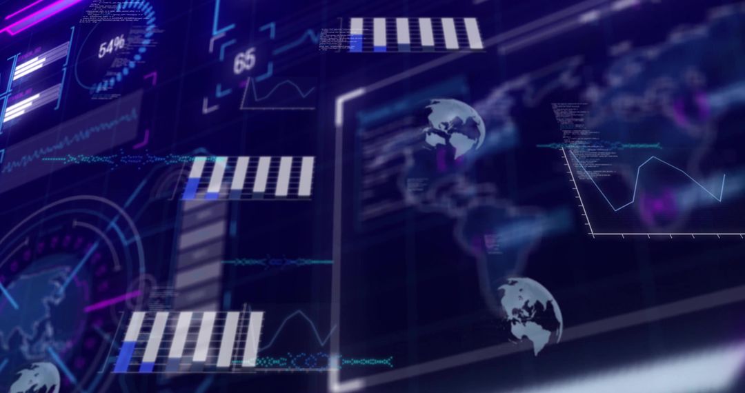 Futuristic Digital Analytics Interface with Data Visualizations