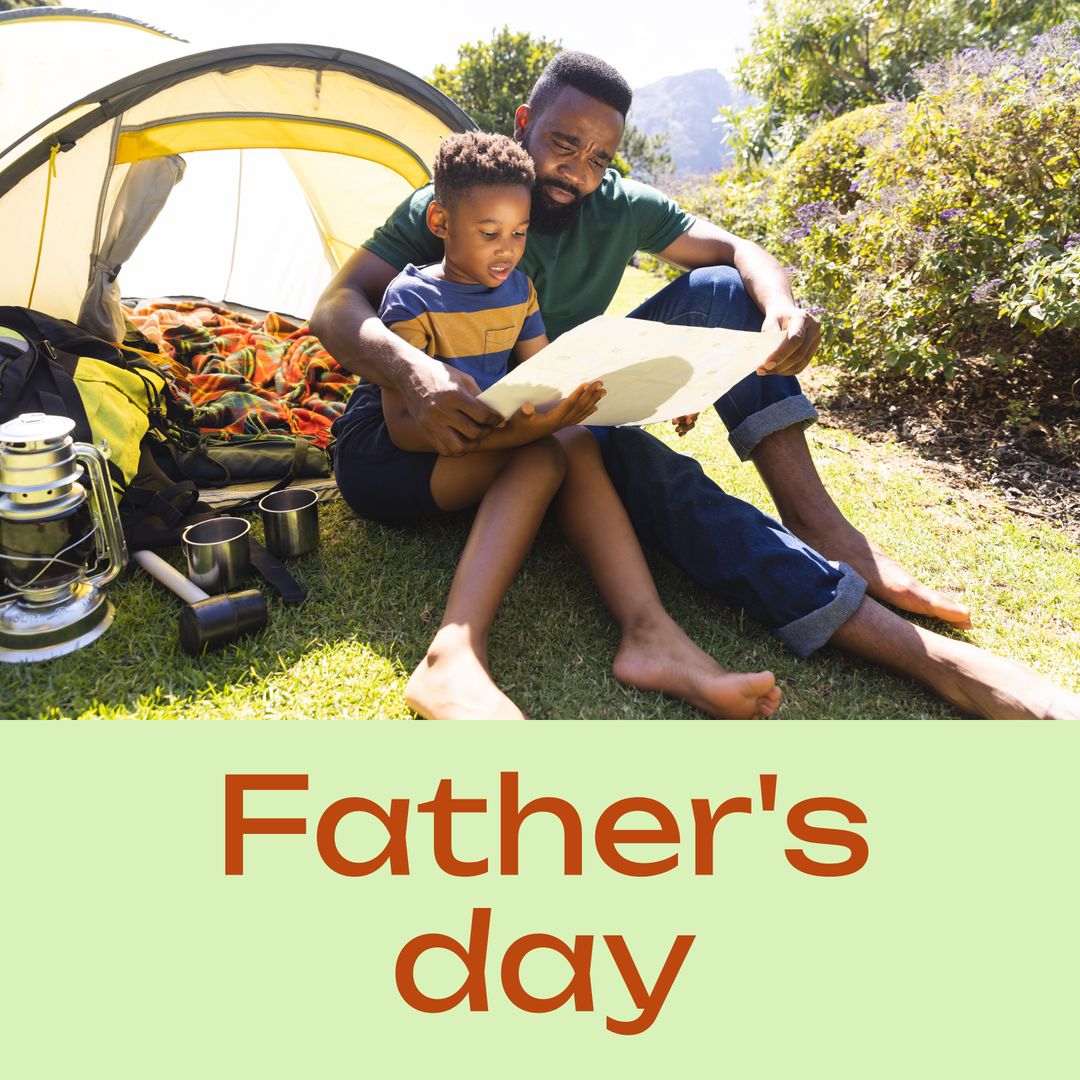 Father and Son Enjoying Father's Day Camping Adventure