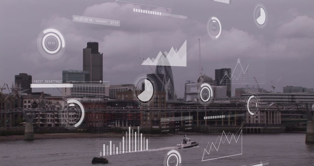 Financial Data Visualization Over London Cityscape