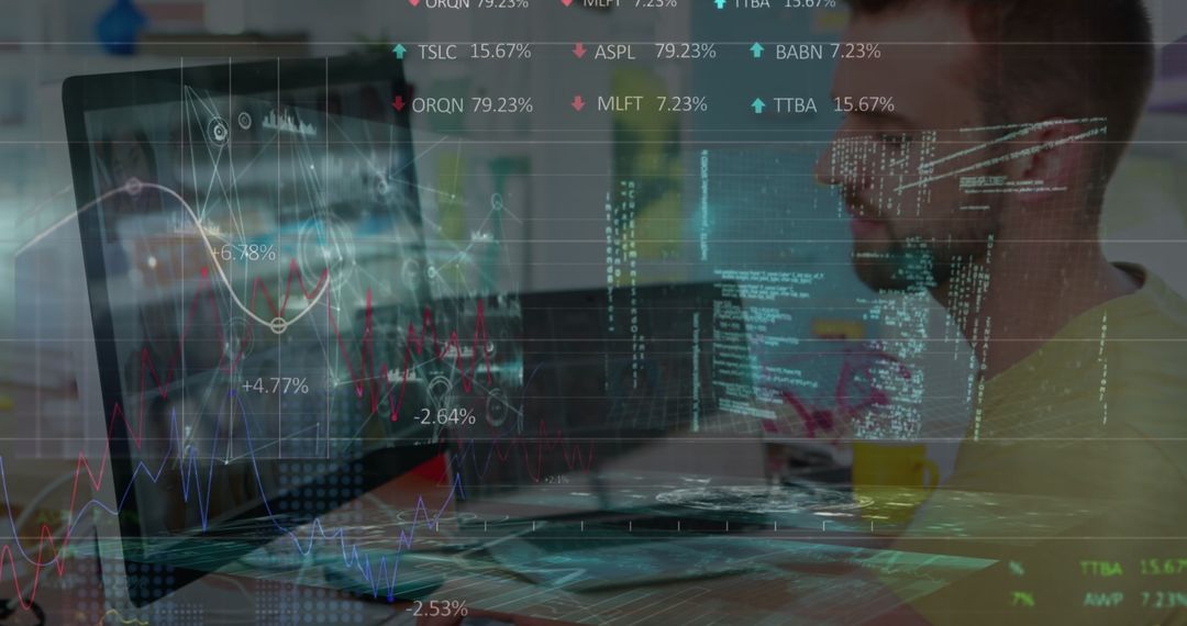 Financial Analyst Working with Complex Data Visualizations