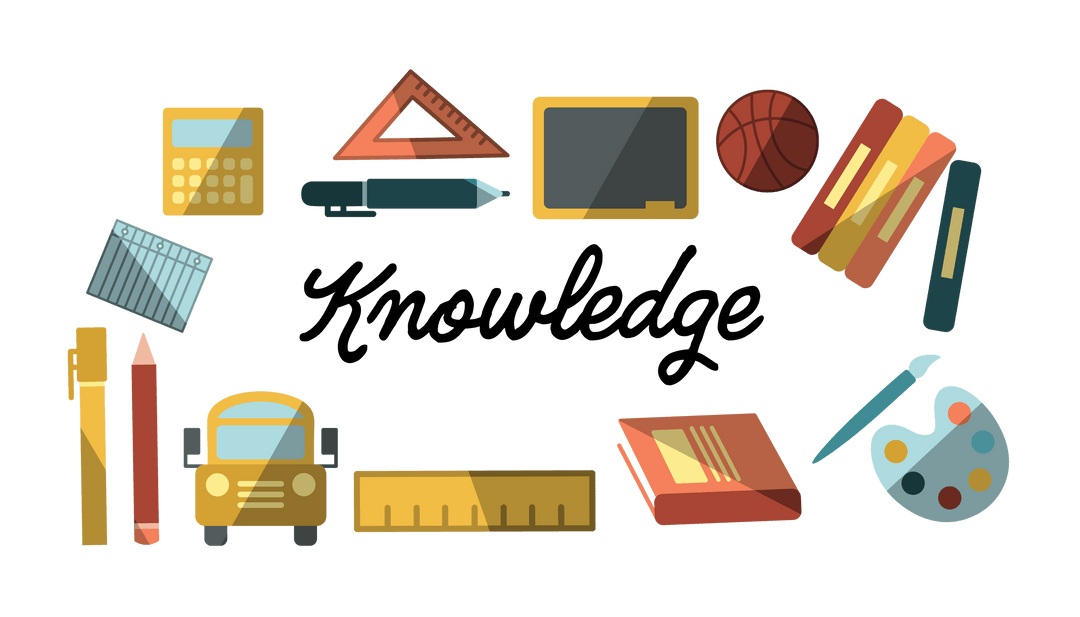 Educational Tools and Knowledge Elements on Transparent Background