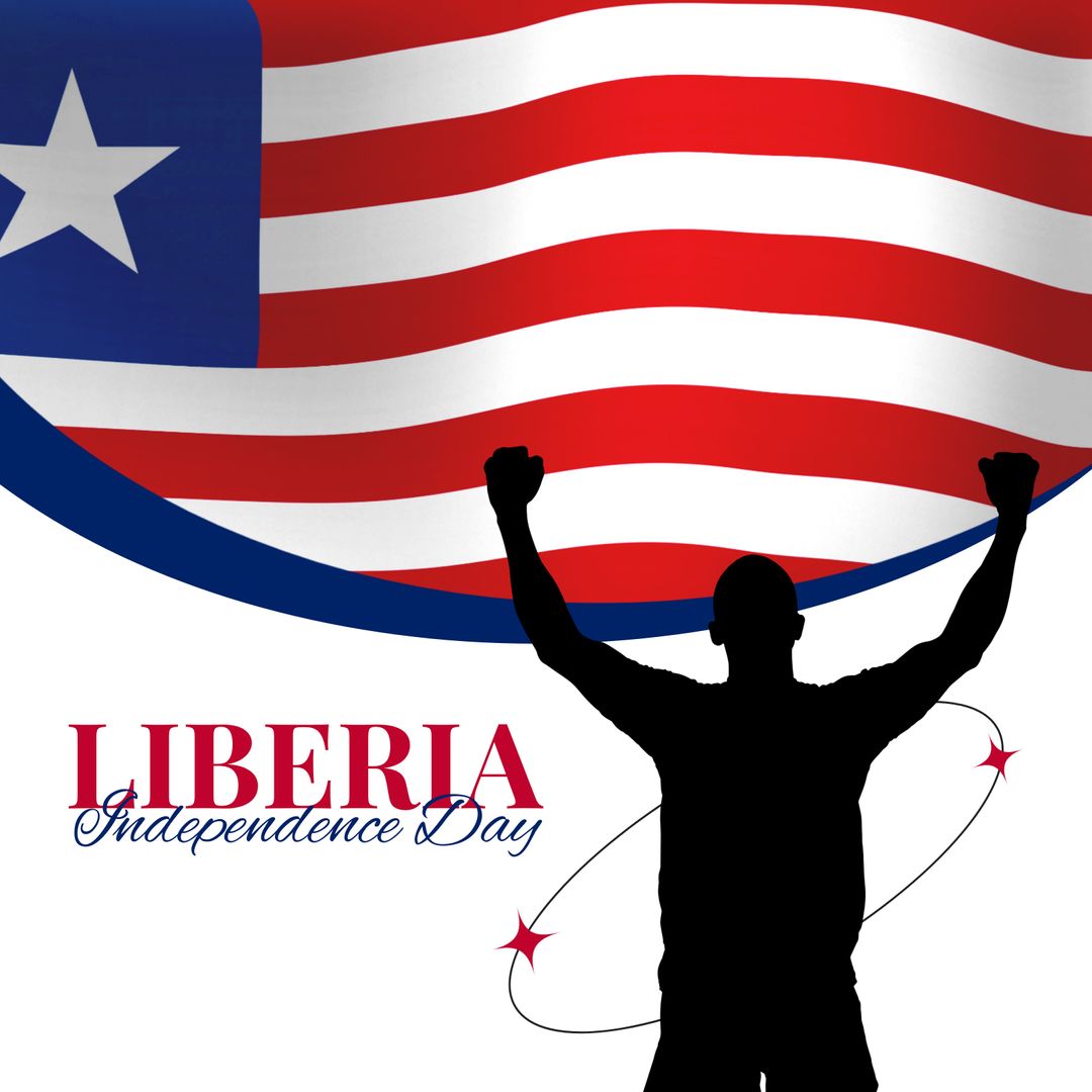 Liberia Independence Day Celebration with Patriotic Silhouette and Flag