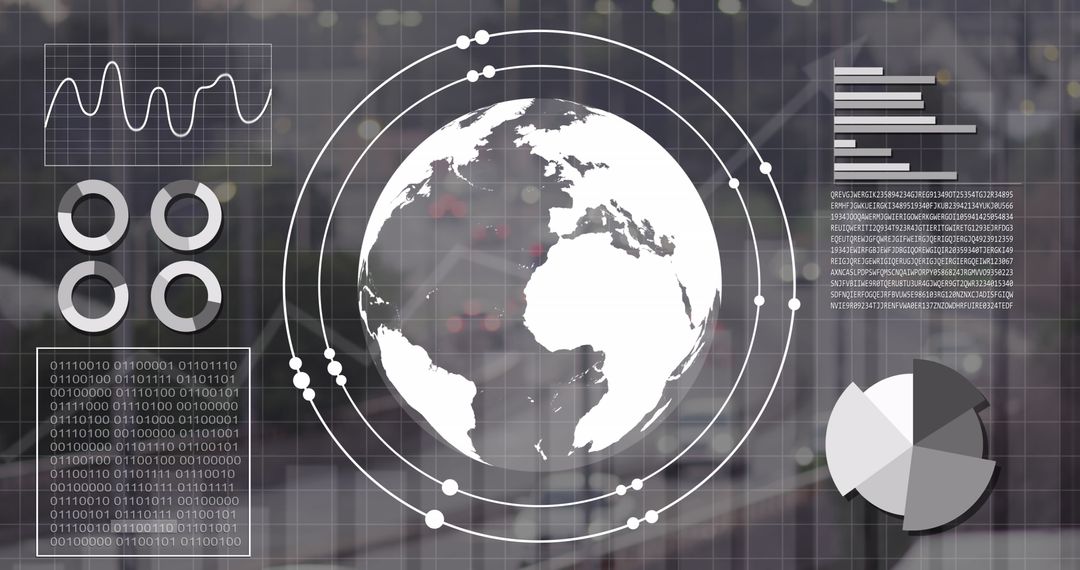 Global Data Visualization Over City Background