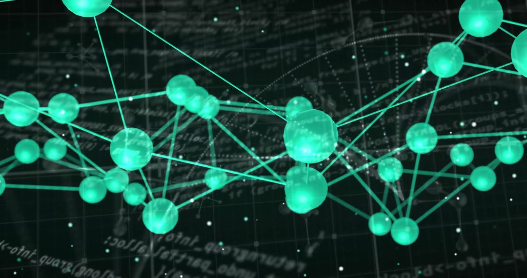 Digital Network Connections with DNA Strands on Black Background