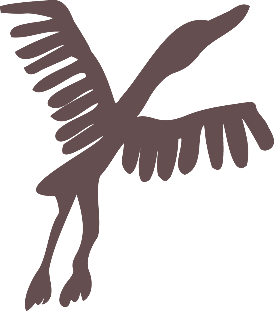 Stylized Heron Silhouette on Transparent Background for Minimalist Design