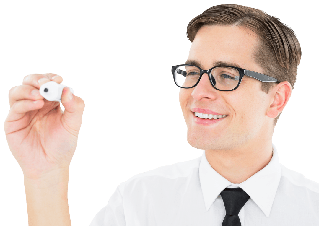 Smiling Transparent Man Writing with Marker - Download Free Stock Images Pikwizard.com