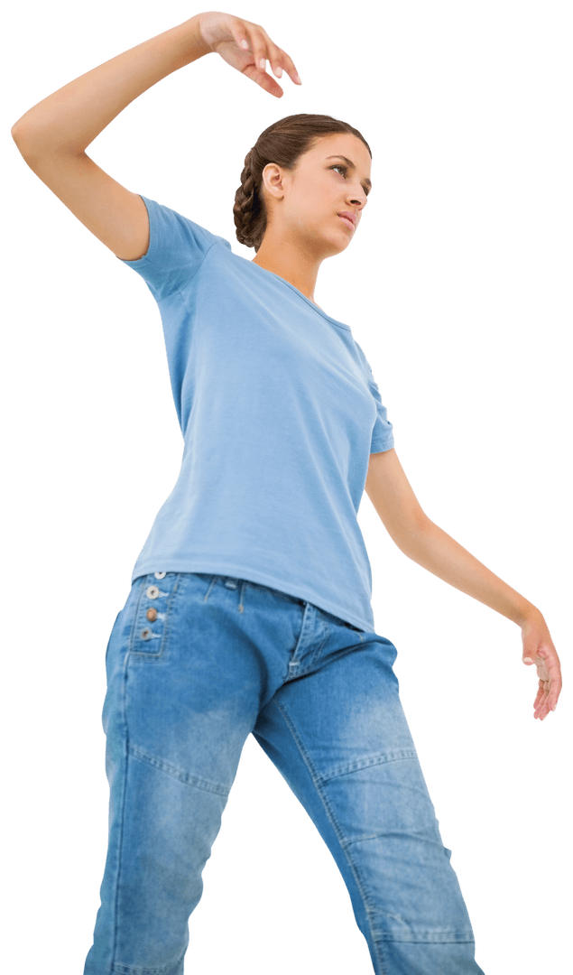 Woman Practicing Mindfulness Walking on Transparent Background