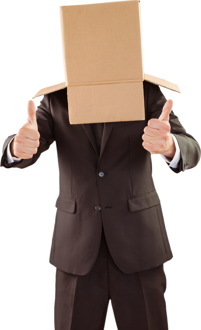 Transparent Businessman with Cardboard Box Head, Thumbs Up Gesture - Download Free Stock Images Pikwizard.com