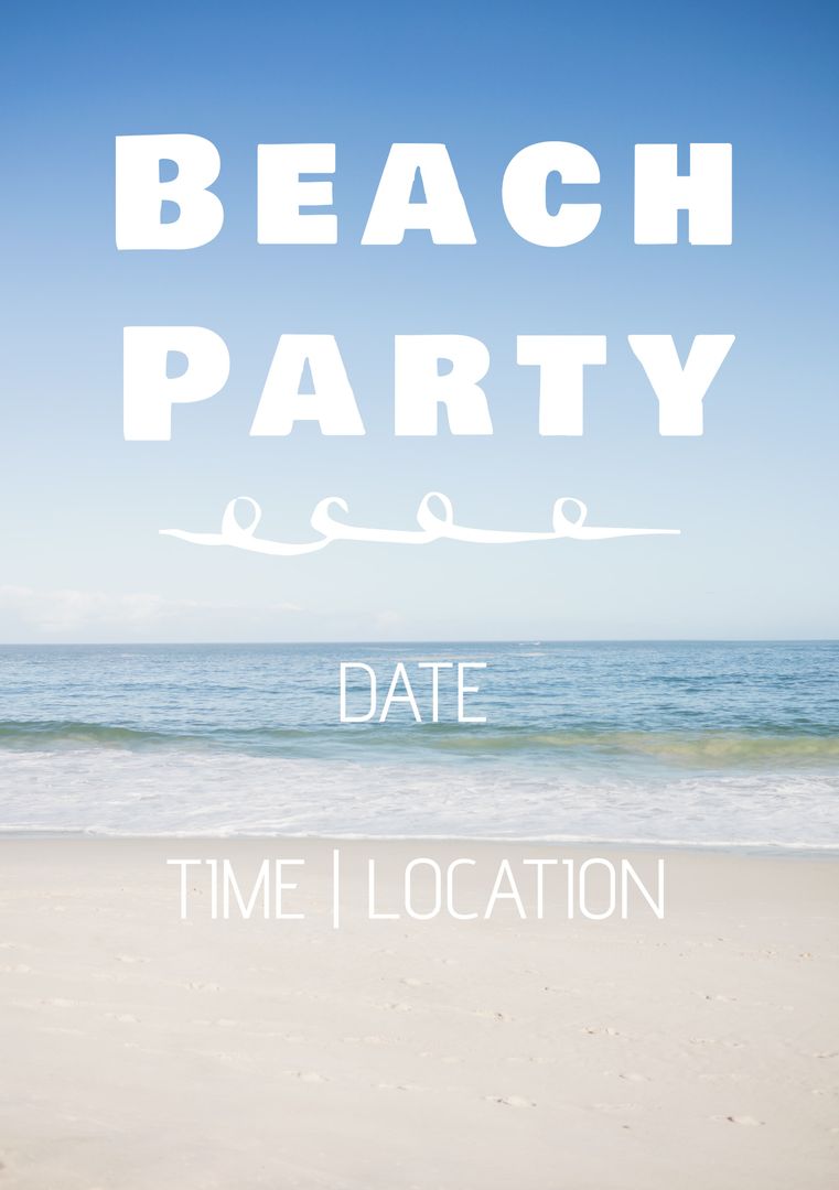 Beach Party Invitation Template with Serene Coastal Background - Download Free Stock Templates Pikwizard.com