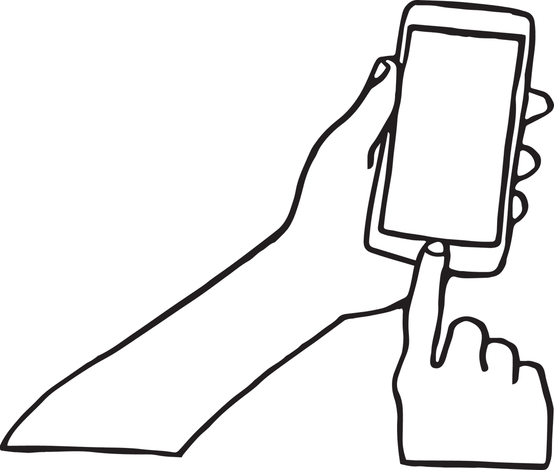 Transparent Digital Illustration Hand Holding Smartphone