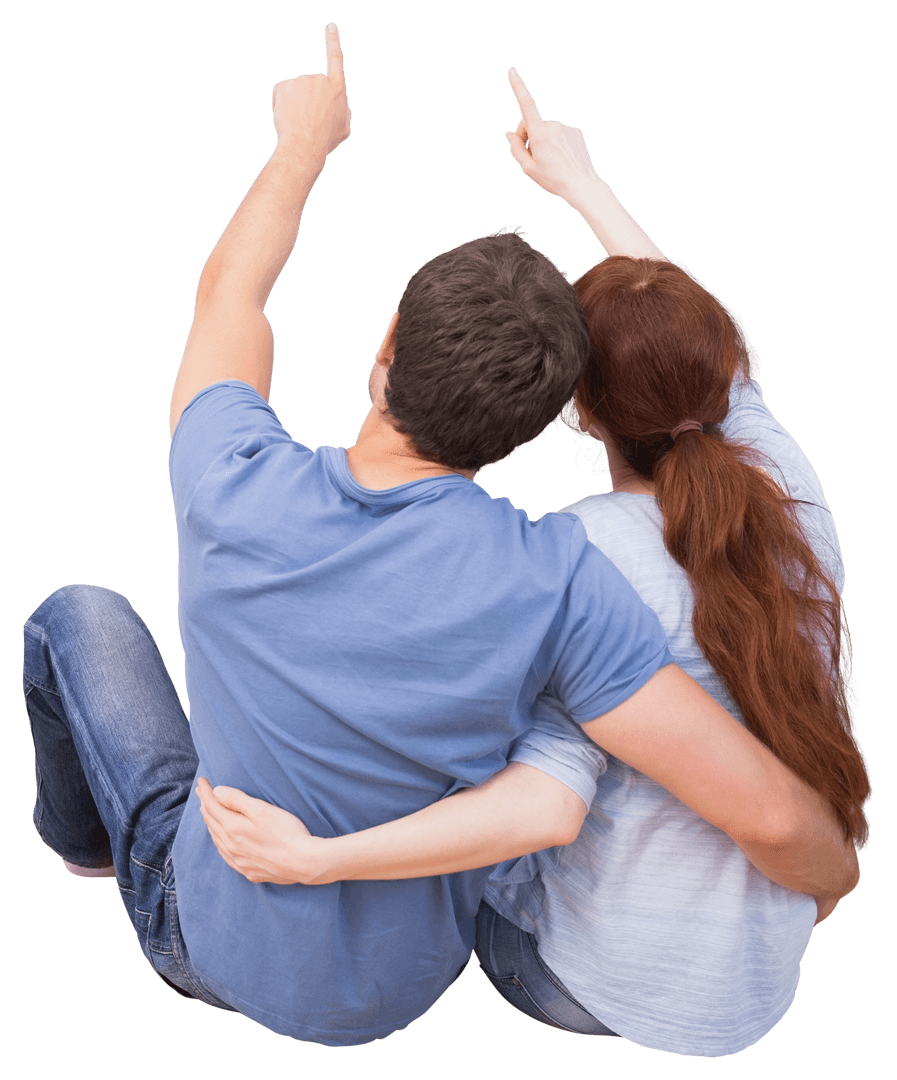 Caucasian Couple Embracing on Transparent Background Showing Love