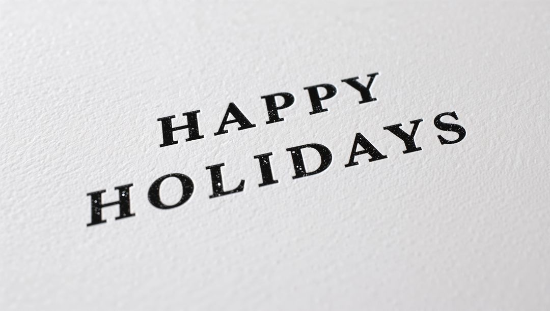 Letterpress HAPPY HOLIDAYS on Textured Cardstock with Embossed Serif Typography