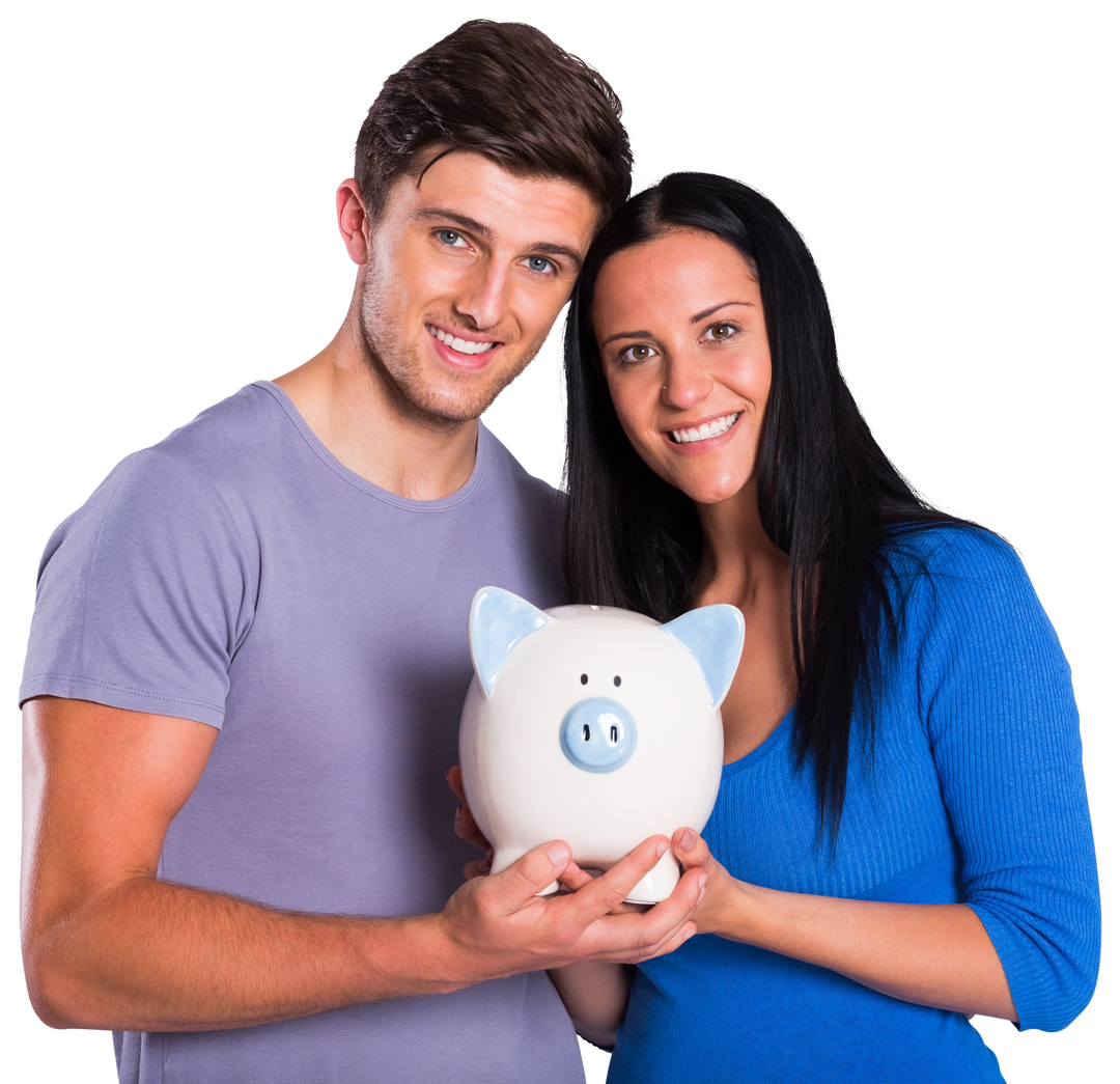 Transparent Background of Happy Couple Holding Piggy Bank - Download Free Stock Images Pikwizard.com