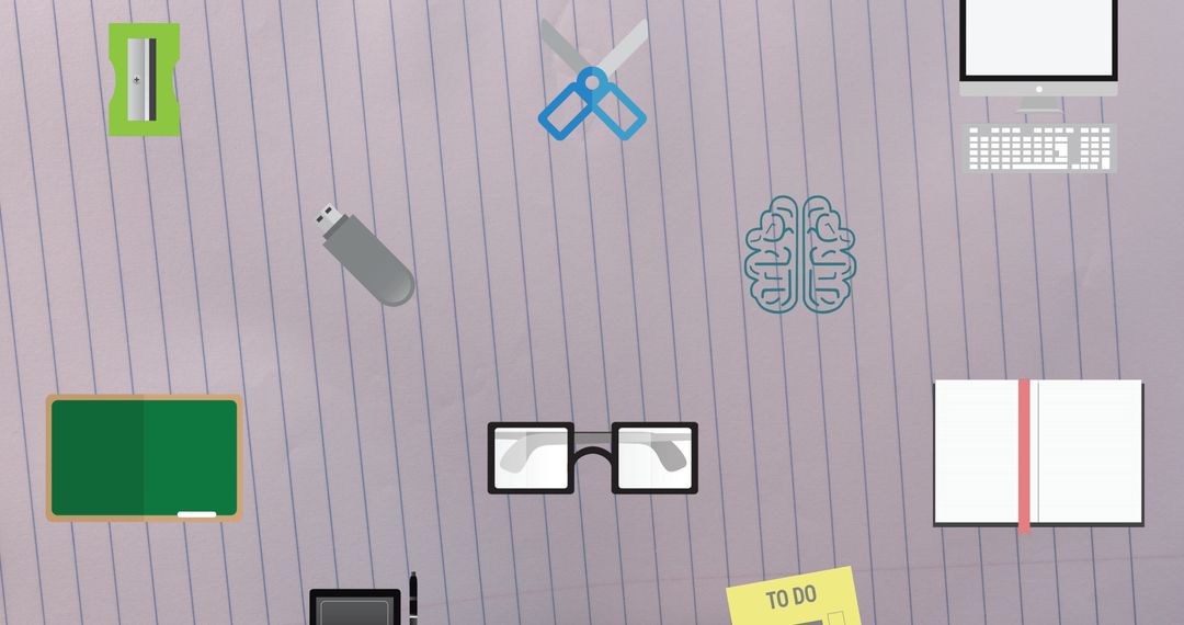 Animated School Supplies on Graph Paper Background