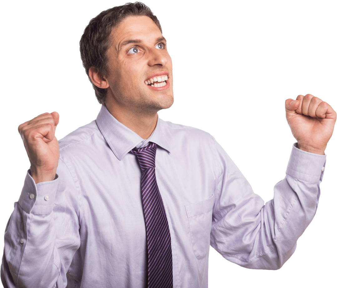 Transparent Celebrating Businessman in Formal Attire