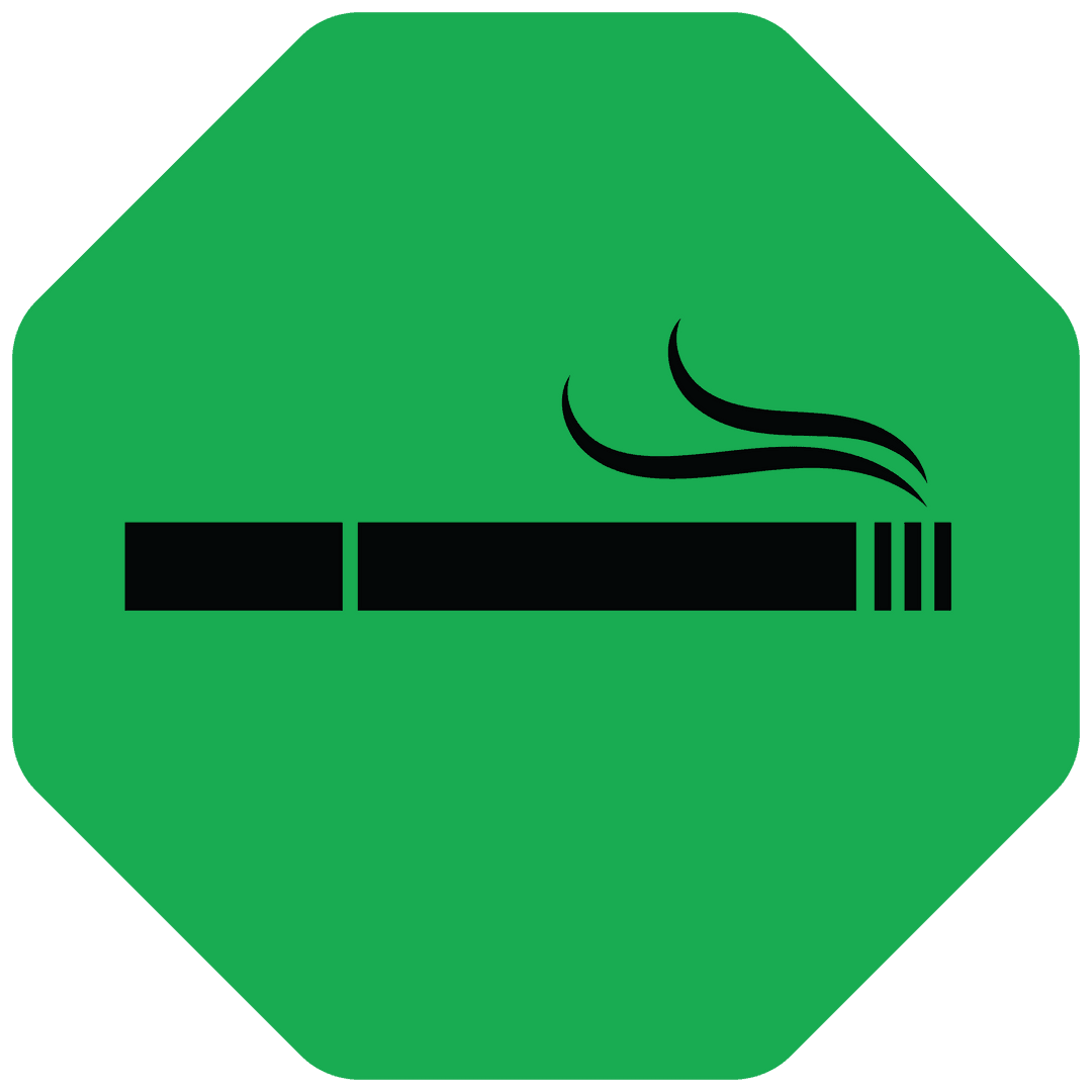 Green Sign with Smoking Cigarette on Transparent Background