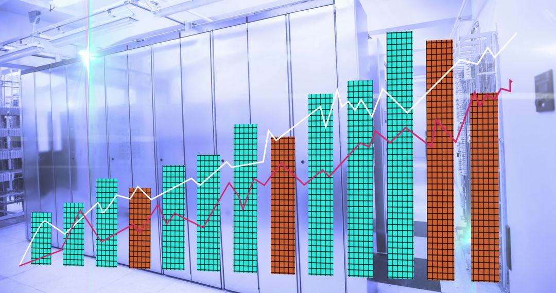 Digitally Rendered Financial Graphs Over Data Center Servers