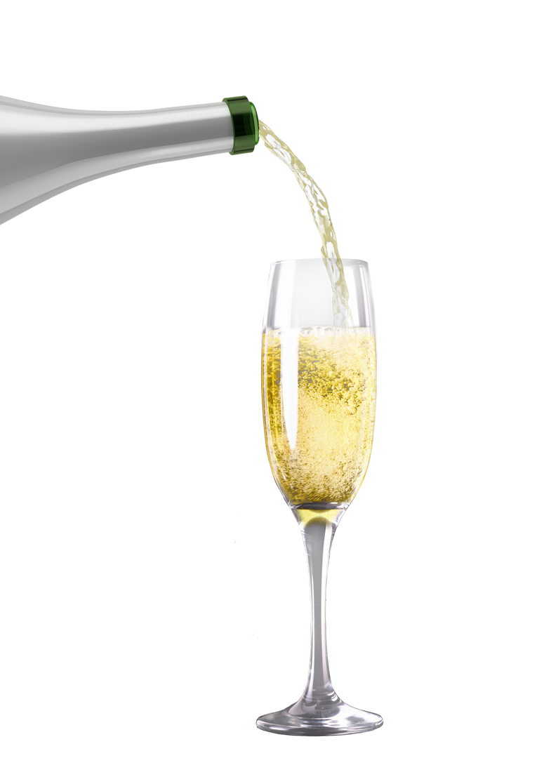 Transparent Illustration Pouring Champagne into Flute Glass - Download Free Stock Images Pikwizard.com