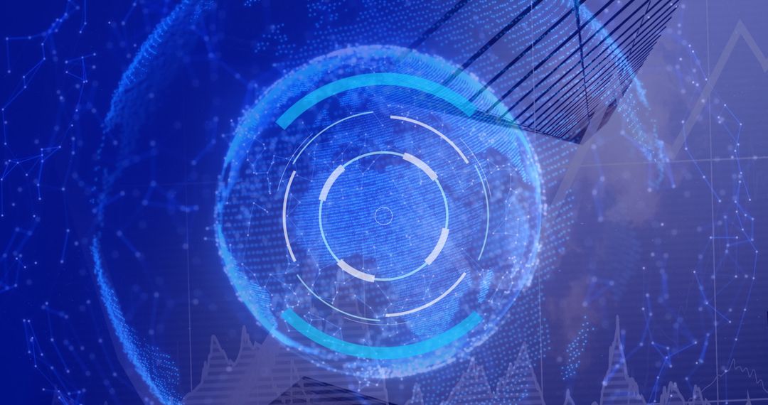 Digital Network and Scanning Technology with Modern Skyscrapers