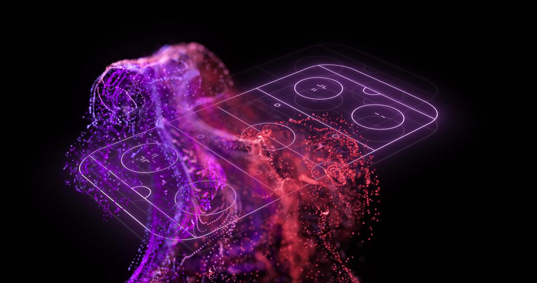 Neon Ice Hockey Rink with Digital Data Stream