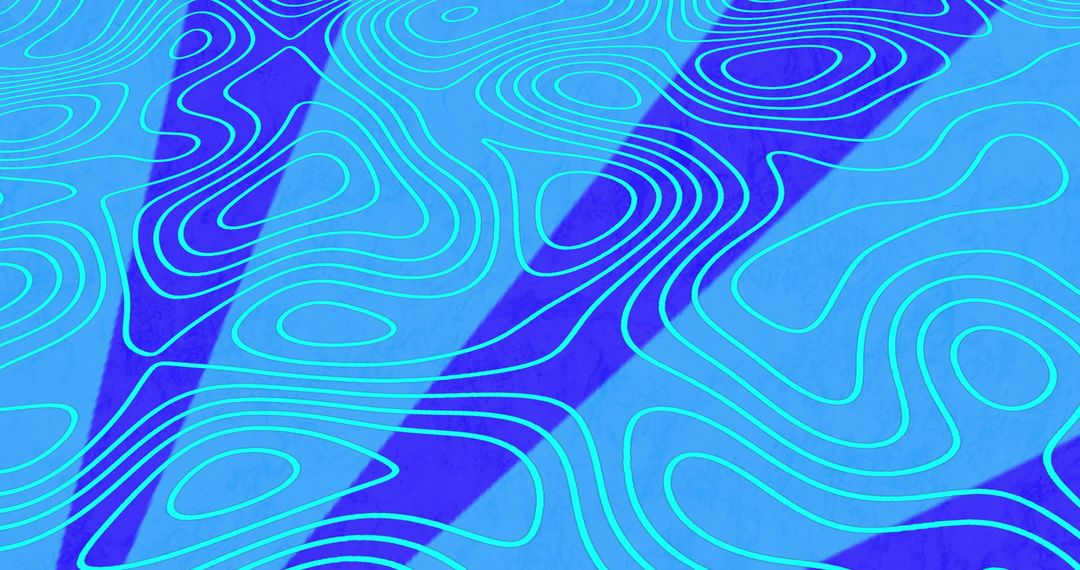 Futuristic Neon Contour Lines on Geometric Light Blue Background