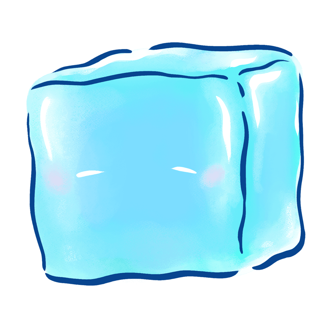 Transparent Ice Cube Character Mascot with Pink Blush