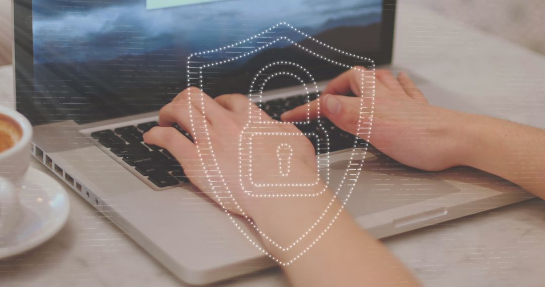 Online Security Concept with Padlock Overlay and Laptop
