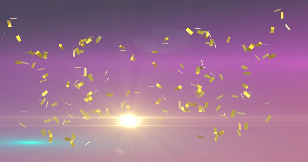 Gold Confetti Falling Against Pink Gradient Background