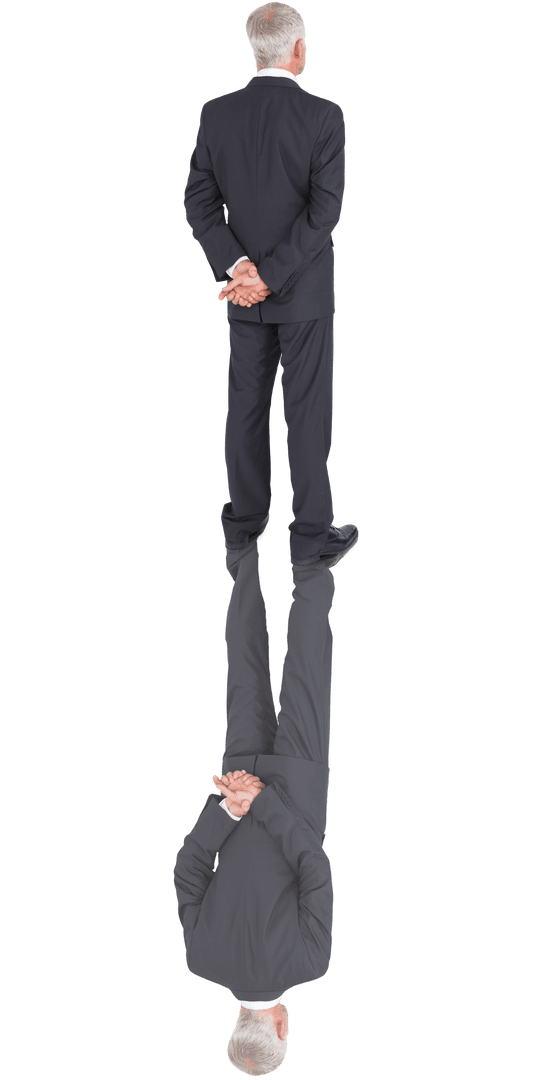 Thoughtful Businessman with Reflection Transparent Background PNG