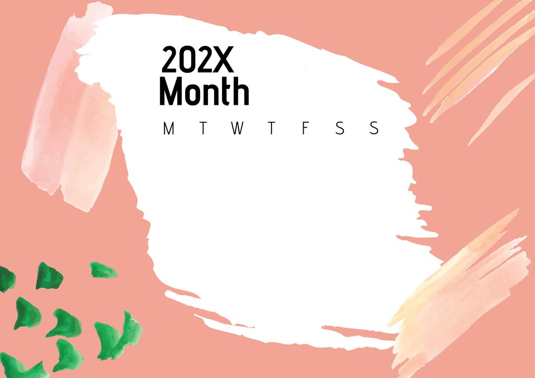 Blank Artistic Monthly Calendar Template for Custom Events