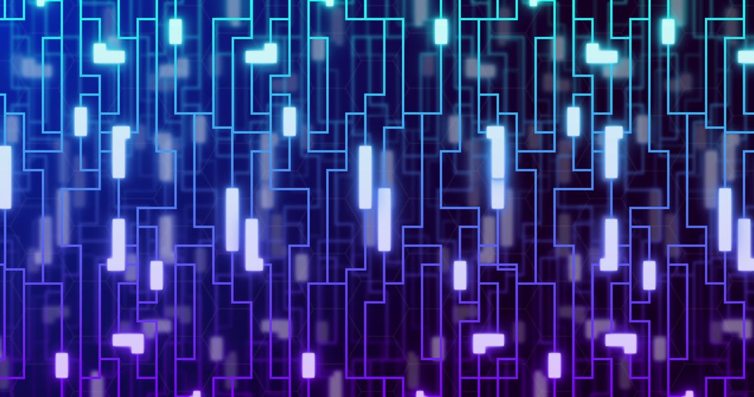 Neon Circuit Pattern on Blue for Tech Concepts