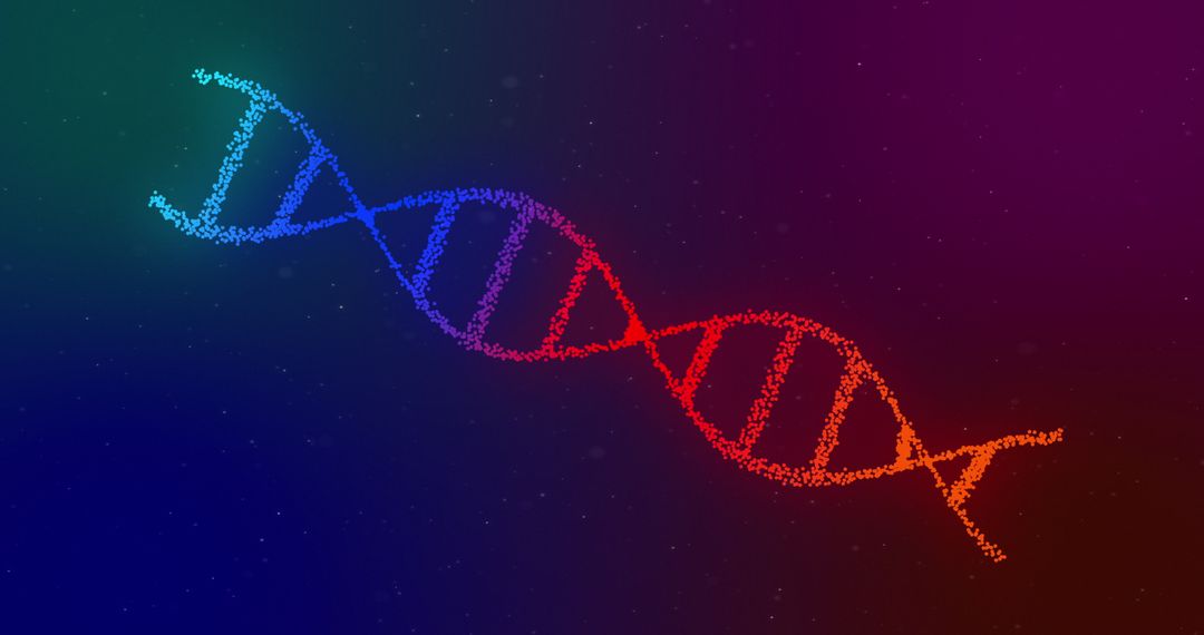Glowing DNA Strand on Colorful Gradient