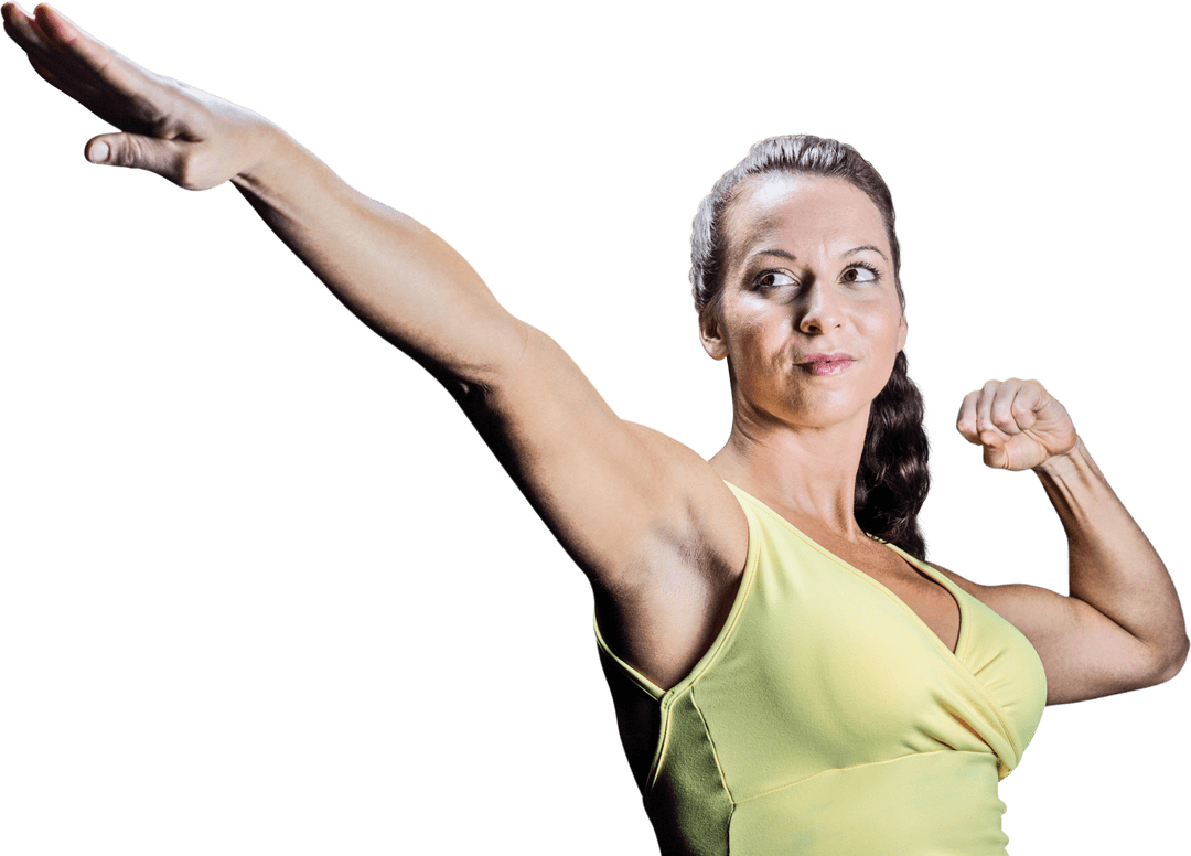 Beautiful Athlete Stretching Hands Isolated Transparent