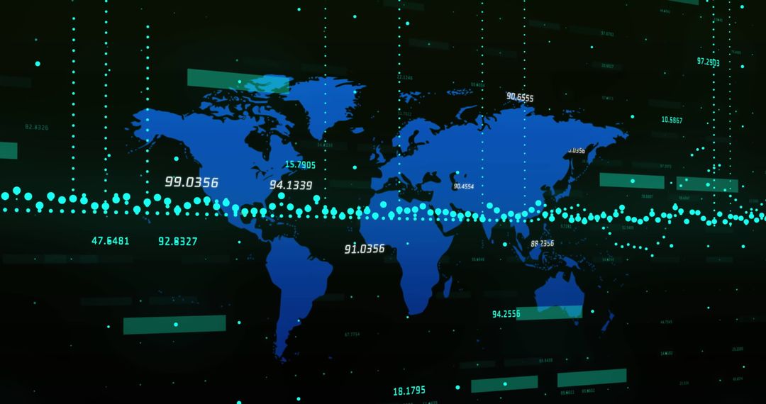 Global Analytics Concept on Digital World Map Background