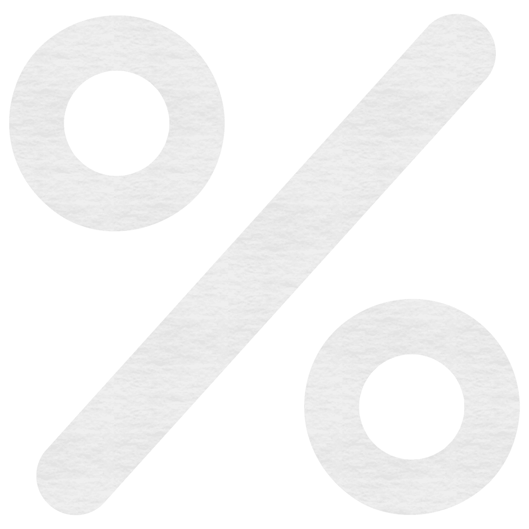 White Percent Symbol on Transparent Background Digital Illustration