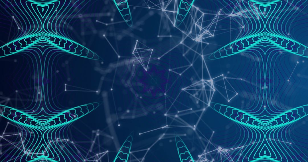 Futuristic Digital Network with Teal and White Geometric Patterns