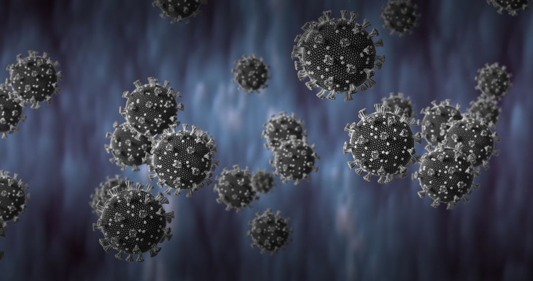 Microscopic View of Floating Viral Particles in Fluid