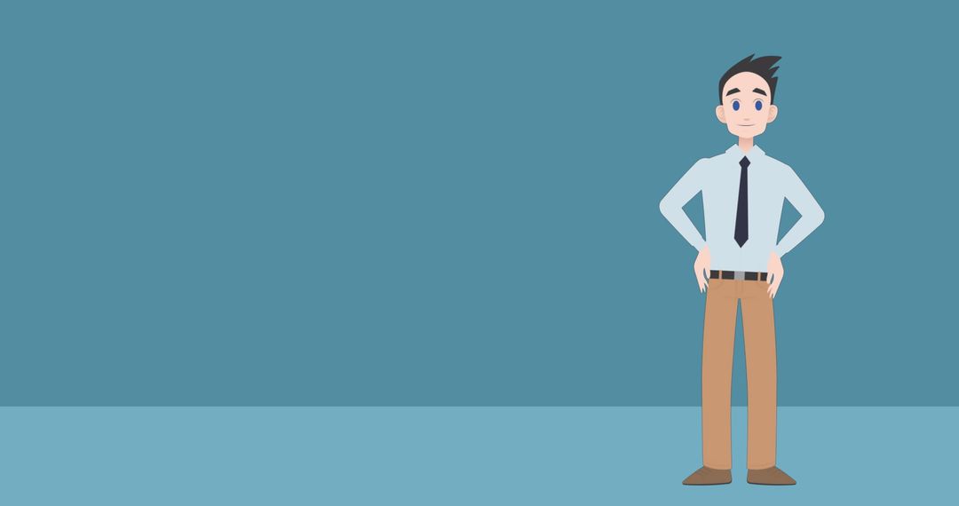 Confident Cartoon Businessman Making Presentation in Office