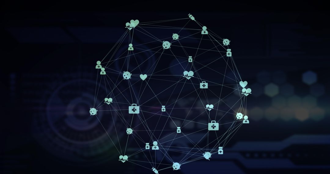 Digital Globe of Medical Icons in Data Processing Interface